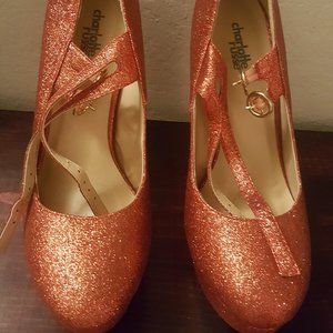 new red glitter heels